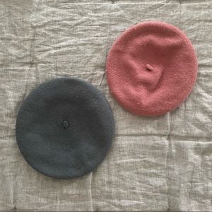 Gray and Pink Wool Berets